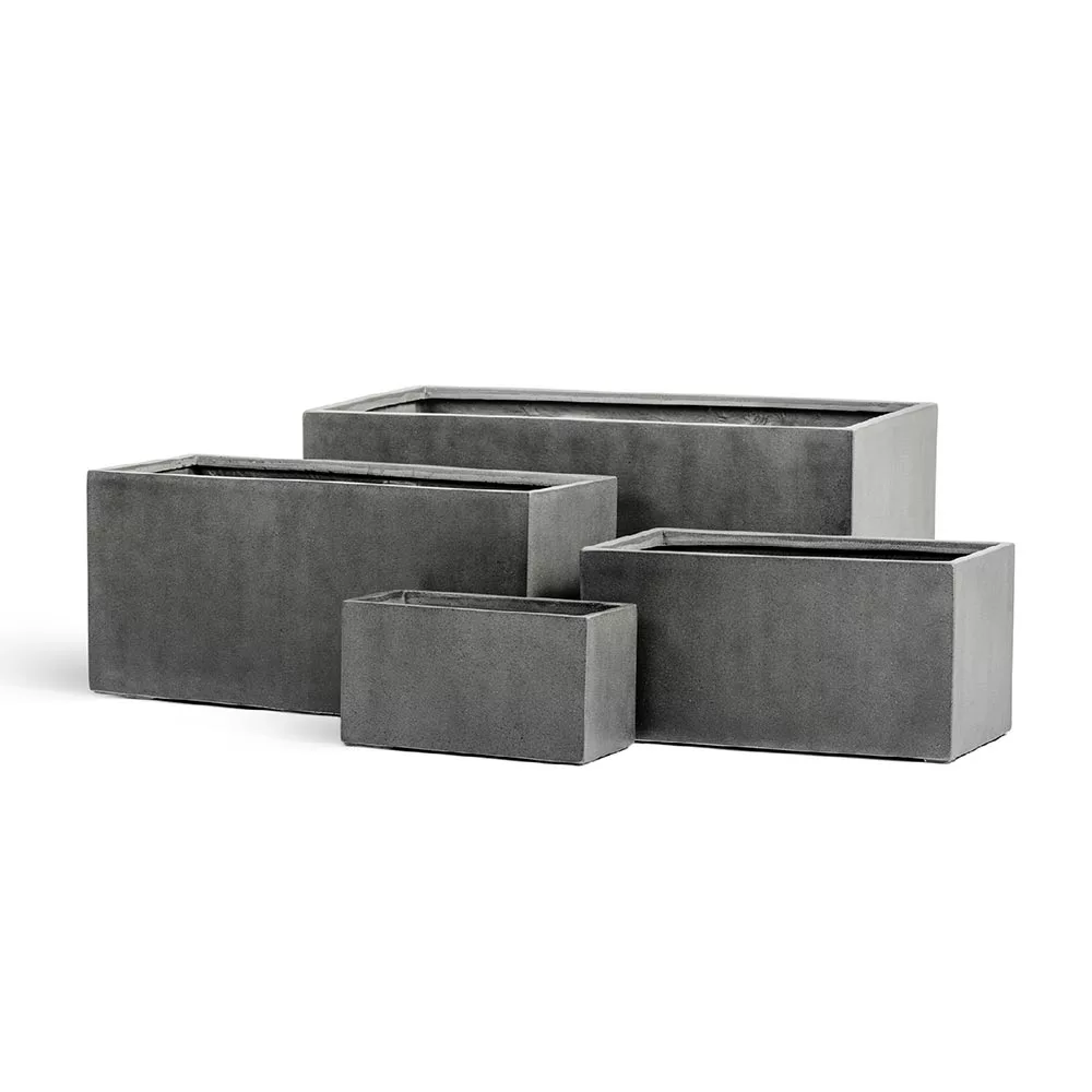 Кашпо TREEZ Effectory Beton - Низкий прямоугольник, Тёмно-серый бетон