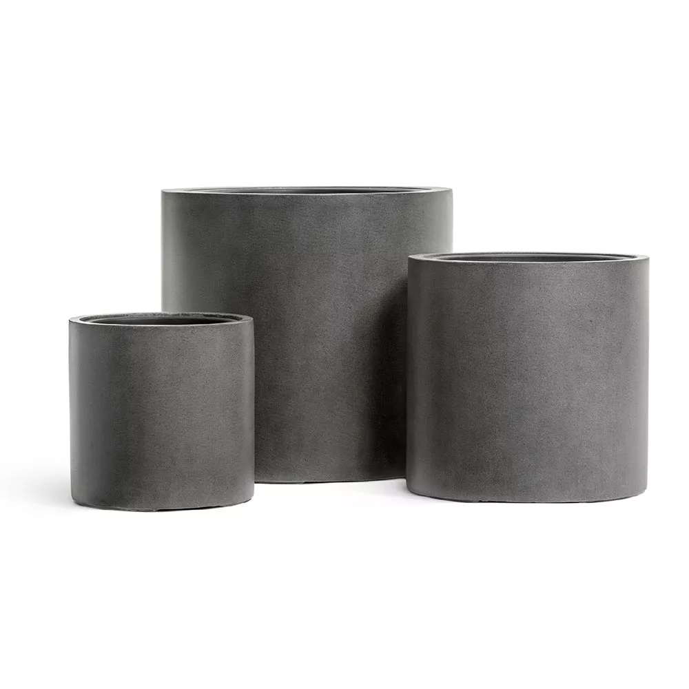 Кашпо TREEZ Effectory Beton - Цилиндр, Тёмно-серый бетон