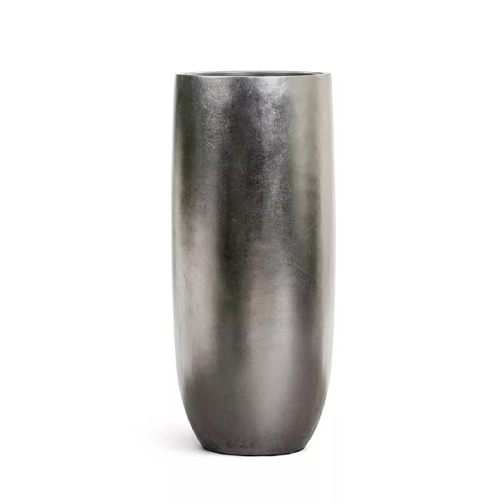 Кашпо TREEZ Effectory Metal - Высокий округлый конус, Стальное серебро
