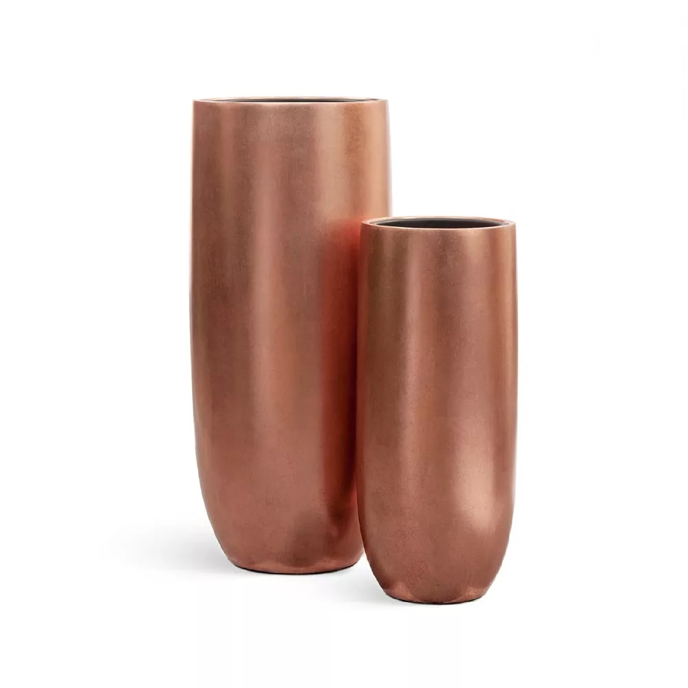 Кашпо TREEZ Effectory Metal - Высокий округлый конус, Розовая медь