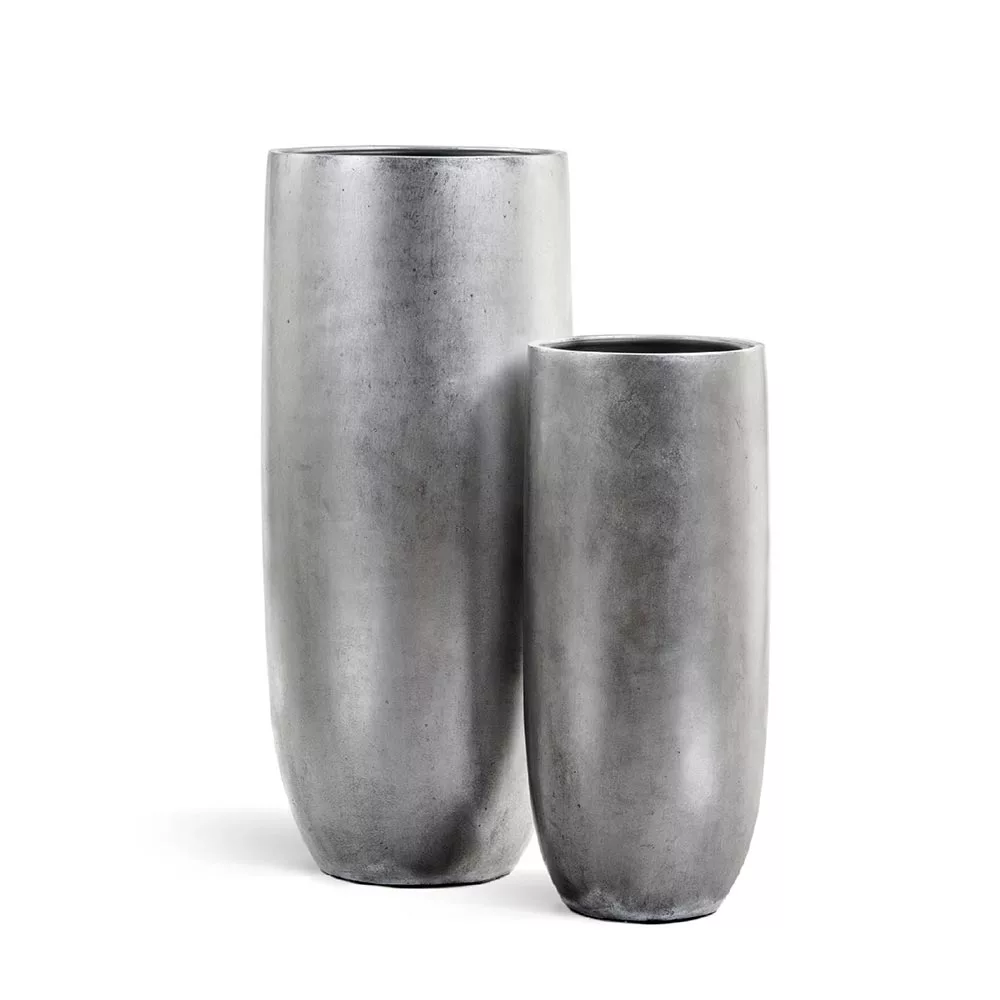 Кашпо TREEZ Effectory Metal - Высокий округлый конус, Серебро