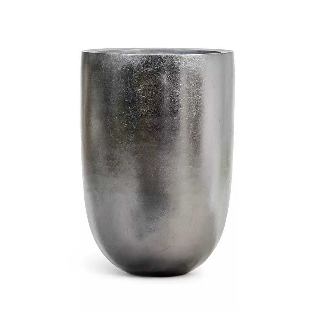 Кашпо TREEZ Effectory Metal - Высокий конус-чаша, Стальное серебро