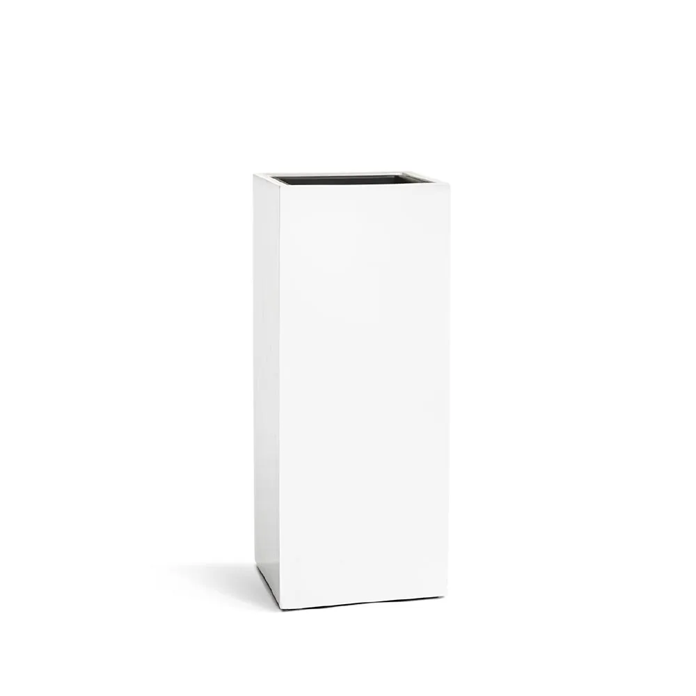 Кашпо TREEZ Effectory Gloss - Высокий куб, Белый глянцевый лак