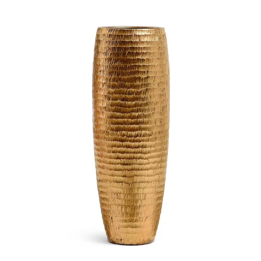 Кашпо TREEZ Effectory Metal Высокая Design-ваза, Чеканное золото