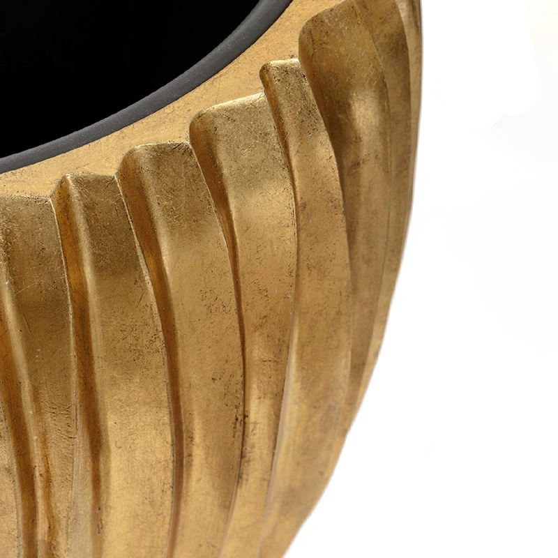 Кашпо TREEZ Effectory Metal - Чаша Design Wave, Сусальное золото