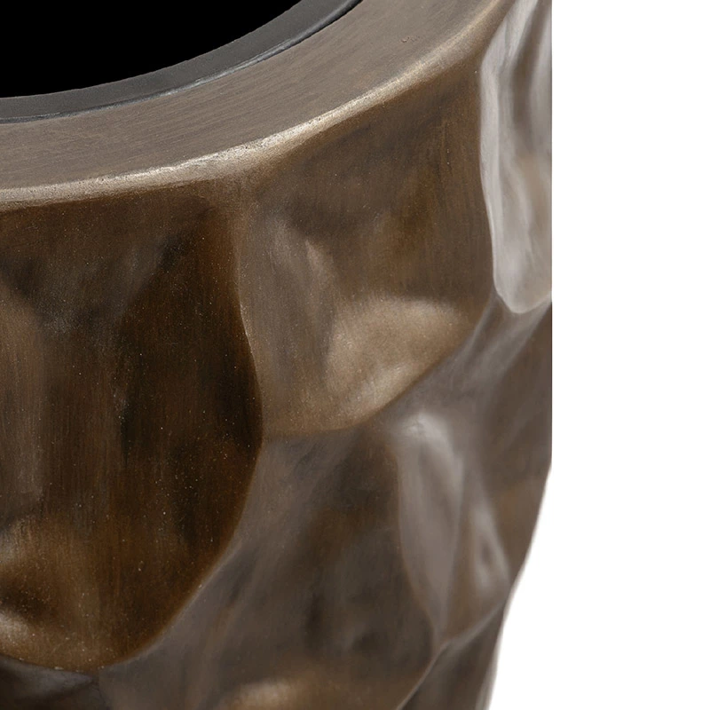 Кашпо TREEZ Effectory Metal - Округлая чаша Design Сrumple, Чернёная бронза