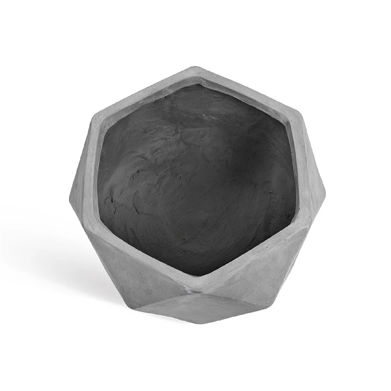 Кашпо TREEZ ERGO Rombo - Низкая чаша-многогранник, Светло-серый камень