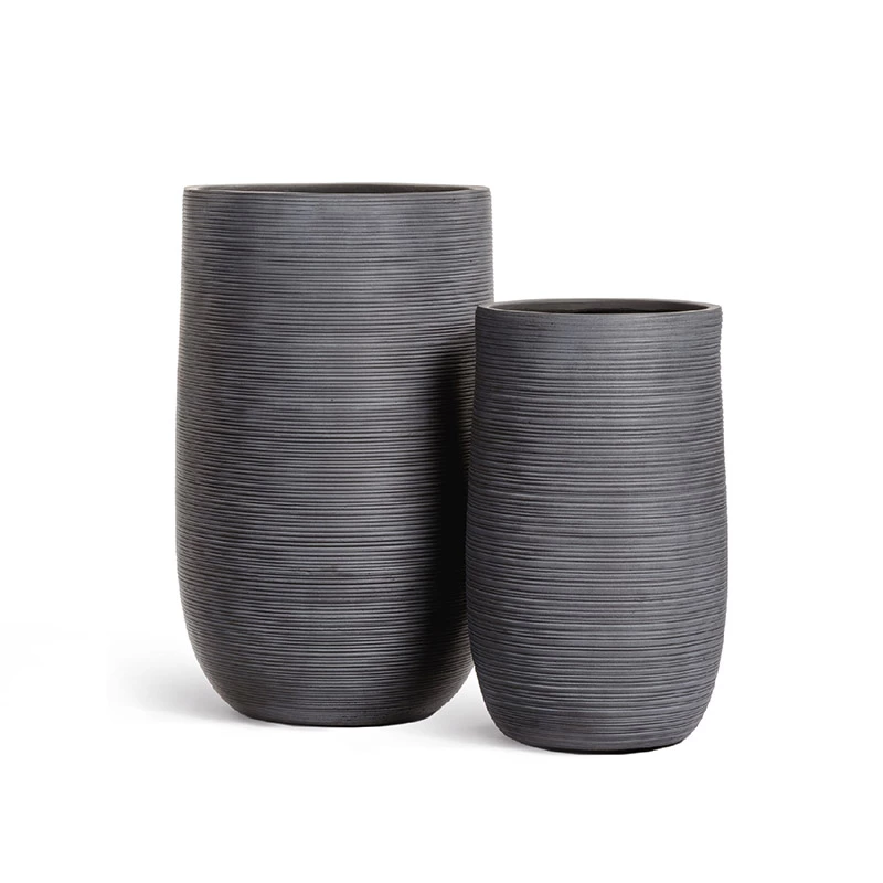 Кашпо TREEZ ERGO TreeLine (80x50) - Высокая округлая чаша, Дымчато-серый бетон